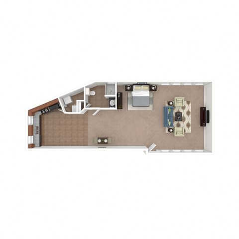 Floor plan for studio, 1 bath, 775 sqft