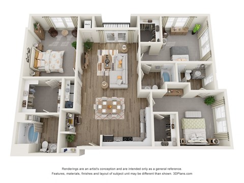Floor plan for 3 beds, 3 baths, 1655 sqft
