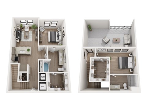 Floor plan for 2 beds, 2 baths, 1143 sqft