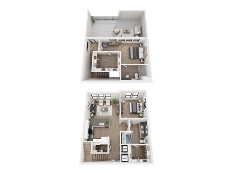 Floor plan for 2 beds, 2 baths, 1361 sqft