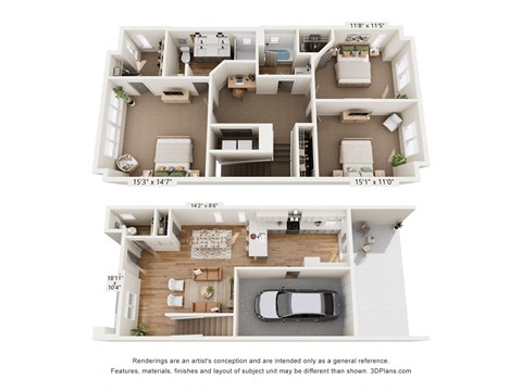 Floor plan for 3 beds, 2.5 baths, 1779 sqft