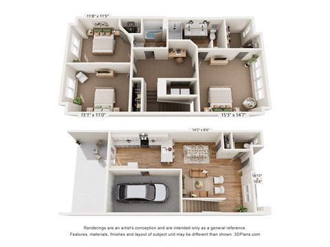 Floor plan for 3 beds, 2.5 baths, 1779 sqft