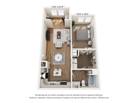 Floor plan for 1 bed, 1 bath, 816 sqft