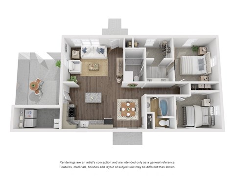 Floor plan for 2 beds, 2 baths, 966 sqft