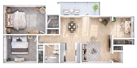 Floor plan for 2 beds, 1 bath, 828 sqft