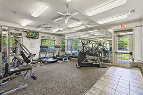 Mesquite apartment for rent - A gym with a variety of equipment including treadmills, stationary bikes, and weight machines.