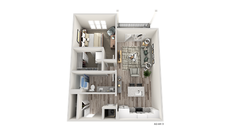 Floor plan for 1 bed, 1 bath, 820 sqft