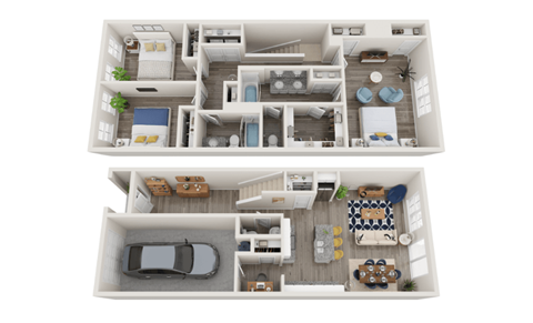 Floor plan for 3 beds, 2.5 baths, 1672 sqft