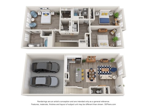 Floor plan for 3 beds, 2.5 baths, 1742 sqft