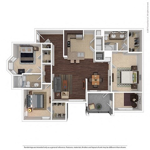 Floor plan for 3 beds, 2 baths, 1472 sqft