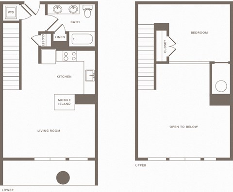 Floor plan for 1 bed, 1 bath, 771 sqft