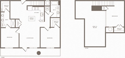 Floor plan for 2 beds, 2 baths, 1379 sqft