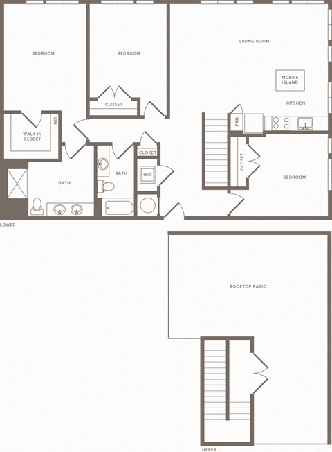 Floor plan for 3 beds, 2 baths, 1541 sqft