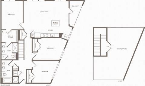 Floor plan for 3 beds, 2 baths, 1576 sqft