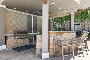 Outdoor picnic area with grilling stations