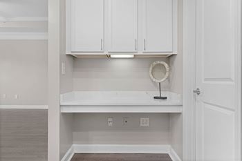 Built-in desk in select apartments