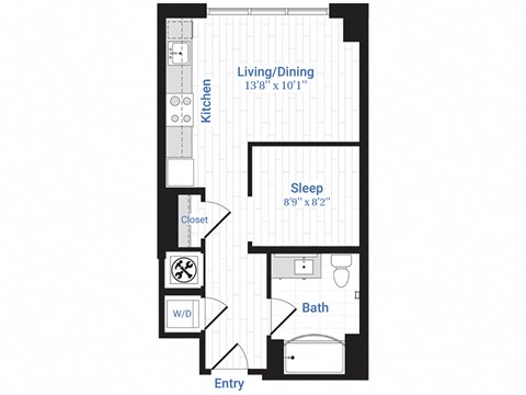 Floor plan for studio, 1 bath, 503 sqft