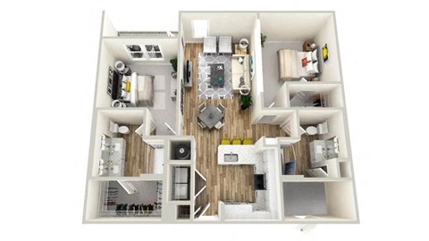 Floor plan for 1 bed, 1 bath, 1137 sqft