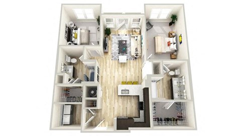 Floor plan for 2 beds, 2 baths, 1093 sqft