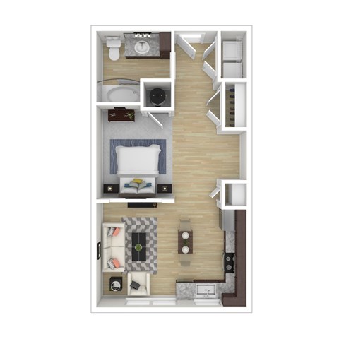 Floor plan for studio, 1 bath, 542 sqft