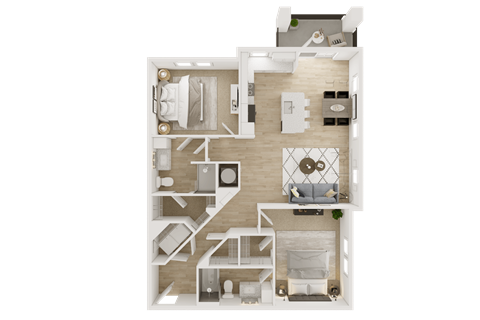 Floor plan for 2 beds, 2 baths, 1194 sqft