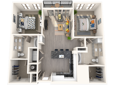 Floor plan for 2 beds, 2 baths, 1120 sqft