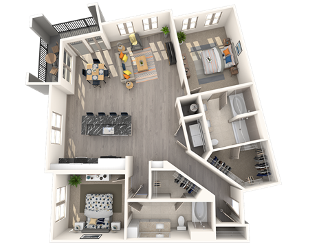 Floor plan for 2 beds, 2 baths, 1314 sqft