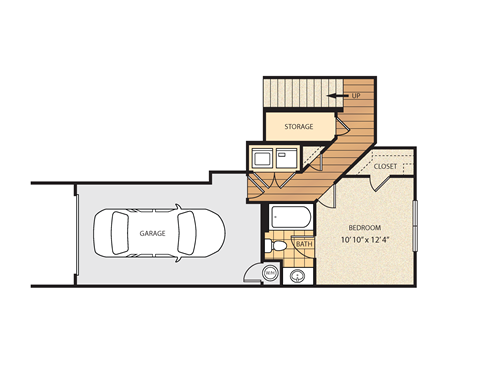 Floor plan for 2 beds, 2 baths, 1407 sqft