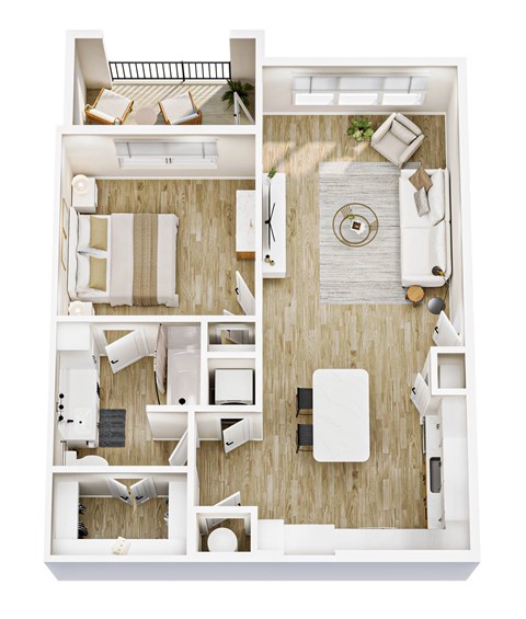 Floor plan for 1 bed, 1 bath, 775 sqft