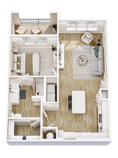 Floor plan for 1 bed, 1 bath, 815 sqft