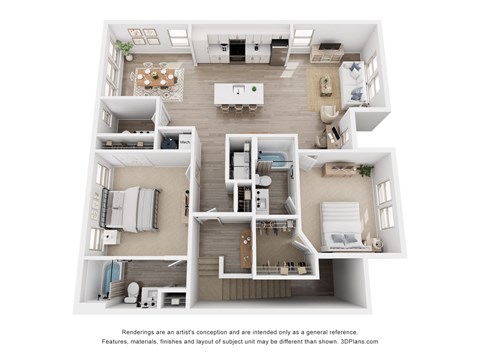 Floor plan for 2 beds, 2.5 baths, 1479 sqft