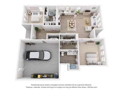 Floor plan for 2 beds, 2.5 baths, 1820 sqft