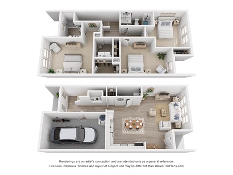 Floor plan for 3 beds, 2.5 baths, 1808 sqft