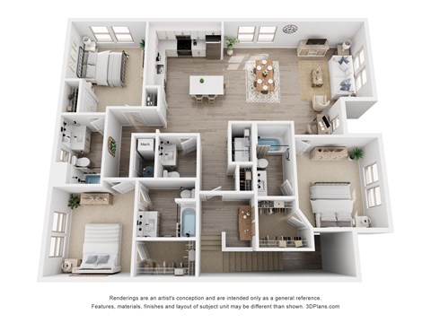 Floor plan for 3 beds, 3.5 baths, 1789 sqft