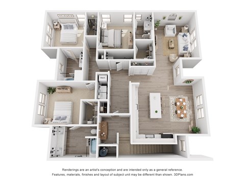 Floor plan for 3 beds, 3.5 baths, 1872 sqft