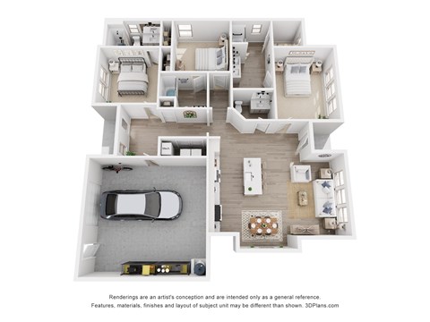 Floor plan for 3 beds, 3.5 baths, 2099 sqft