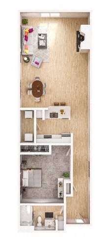 Floor plan for 1 bed, 1 bath, 819 sqft
