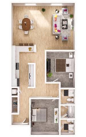 Floor plan for 2 beds, 1.5 baths, 1175 sqft