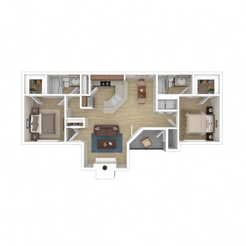 Floor plan for 2 beds, 2 baths, 1062 sqft