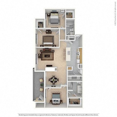 Floor plan for 3 beds, 2 baths, 1470 sqft