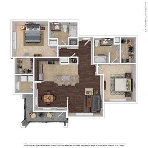 Floor plan for 2 beds, 2 baths, 1176 sqft