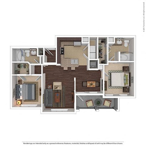 Floor plan for 2 beds, 2 baths, 1204 sqft