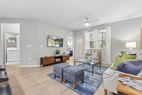 Clearwater apartment for rent - A living room with a couch, chair, and a coffee table.
