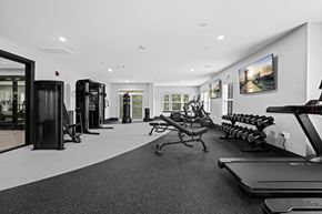 Florham Park apartment for rent - A gym with treadmills, elliptical machines, and other exercise equipment.
