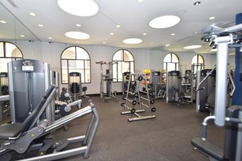 Fitness center with strength training machines