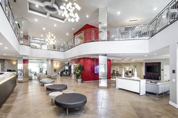 Spacious atrium with a staircase