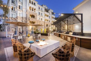 Patio with a fire pit