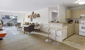 San Diego apartment for rent - Kitchen And Living Area at La Regencia Apartments, San Diego, CA, 92122