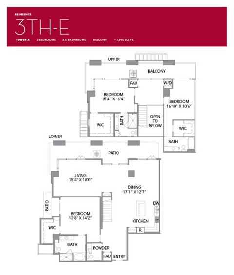 Floor plan for 3 beds, 3 baths, 2804 sqft