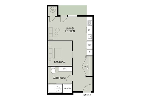 Floor plan for studio, 1 bath, 450 sqft